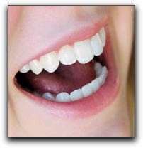 Close up of a smile with white teeth